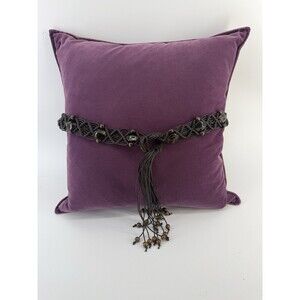 Boho Macrame Brown Braided Beaded tie belt bohemian western lagenlook